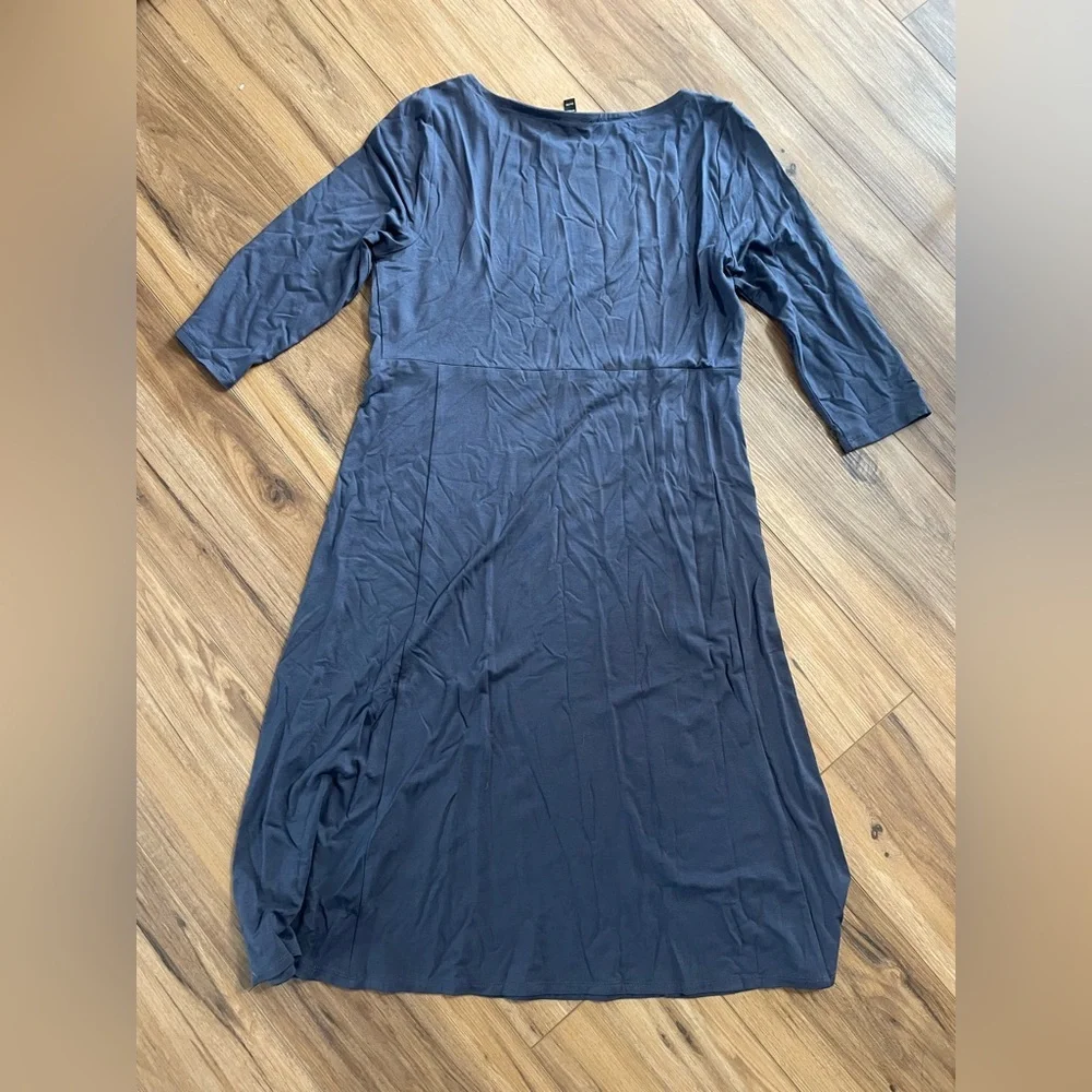 Eileen fisher Elegant Navy Blue Midi Dress - Picture 2 of 4